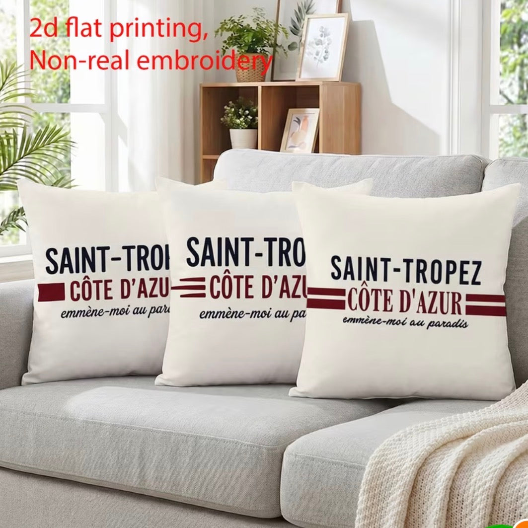SAINT-TROPEZ – French Riviera | Collection of 4 French Riviera style printed cushion covers