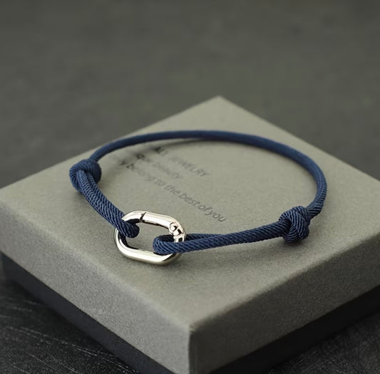 BRACELET CORDAGE BOUCLE (fermoir à clip) – PORTE-BONHEUR