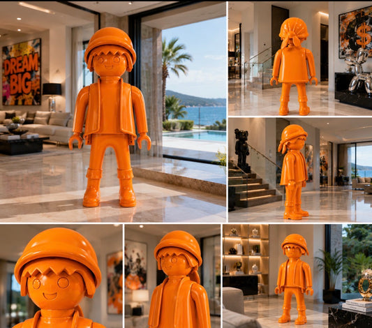 PLAYMOBIL XXL personnalisé FULL ORANGE (logo/texte inclus) - Pop Art