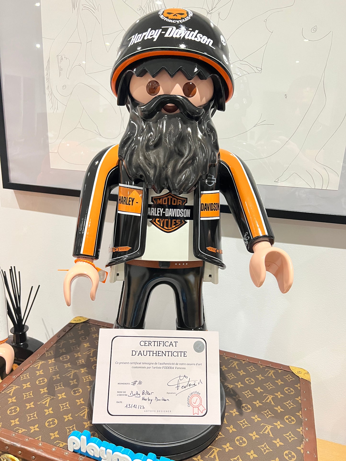 Sculpture Pop Art Playmobil XXL Personnalisée OLD BIKER