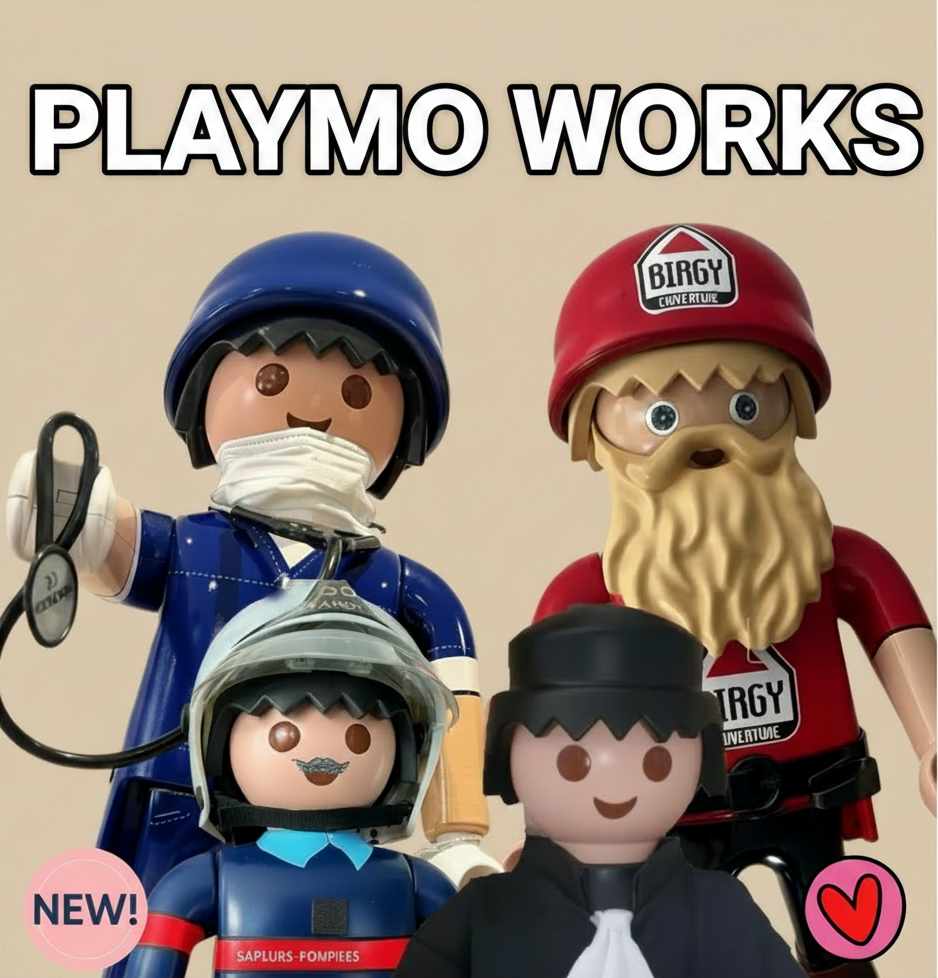 Playmobil XXL métier personnalisé pour entreprise – mascottes publicitaires sur mesure représentant médecin, pompier, avocat et professionnel par ARTOYS DESIGNER