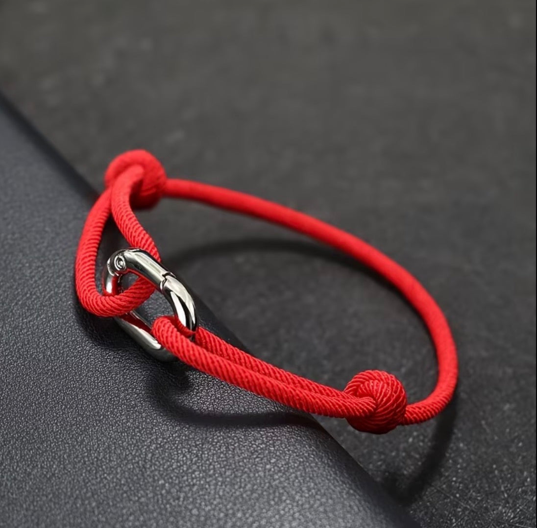 BRACELET CORDAGE BOUCLE (fermoir à clip) – PORTE-BONHEUR