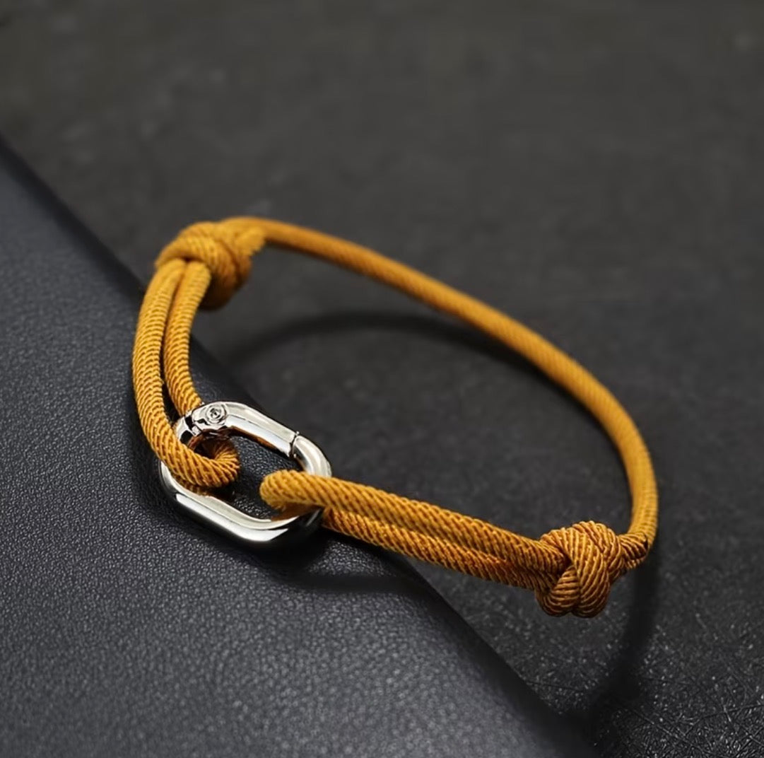 BRACELET CORDAGE BOUCLE (fermoir à clip) – PORTE-BONHEUR