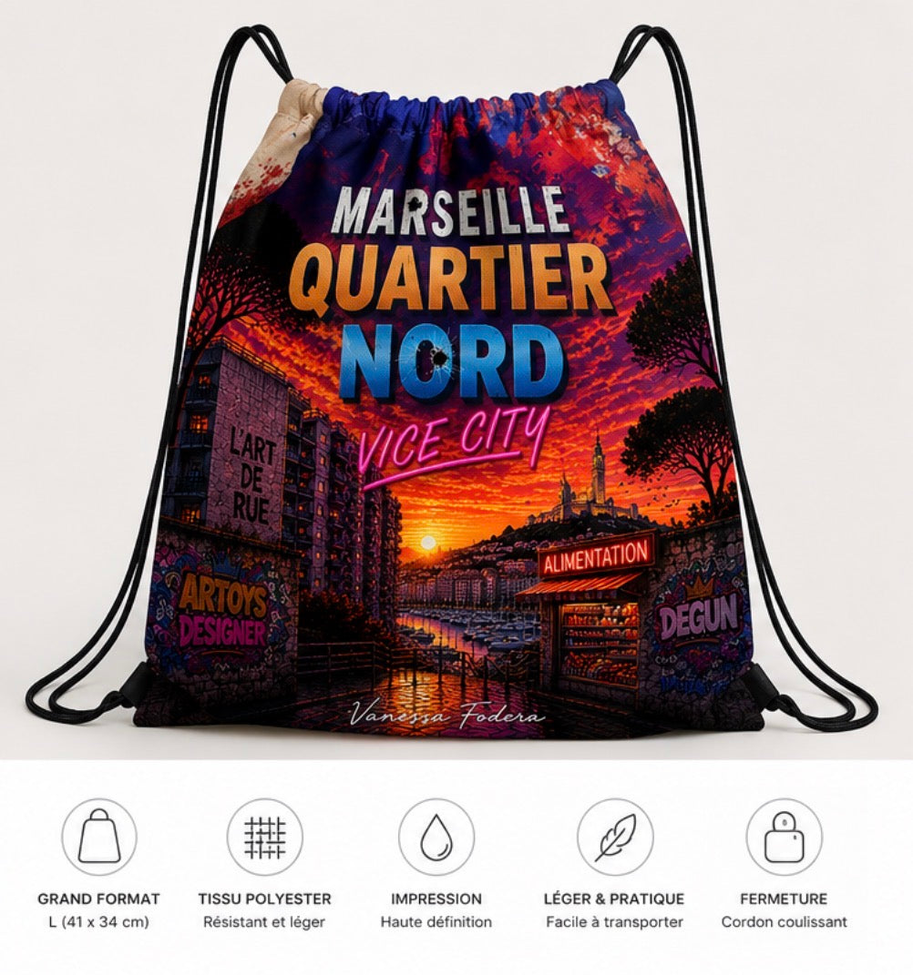 Beutel mit Kordelzug Marseille Quartier Nord – Vice City | ARTOYS DESIGNER