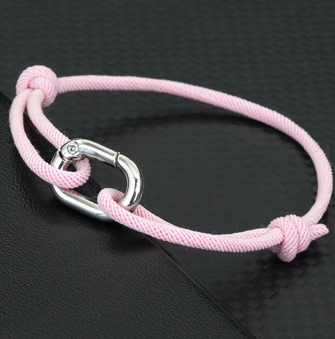 BRACELET CORDAGE BOUCLE (fermoir à clip) – PORTE-BONHEUR
