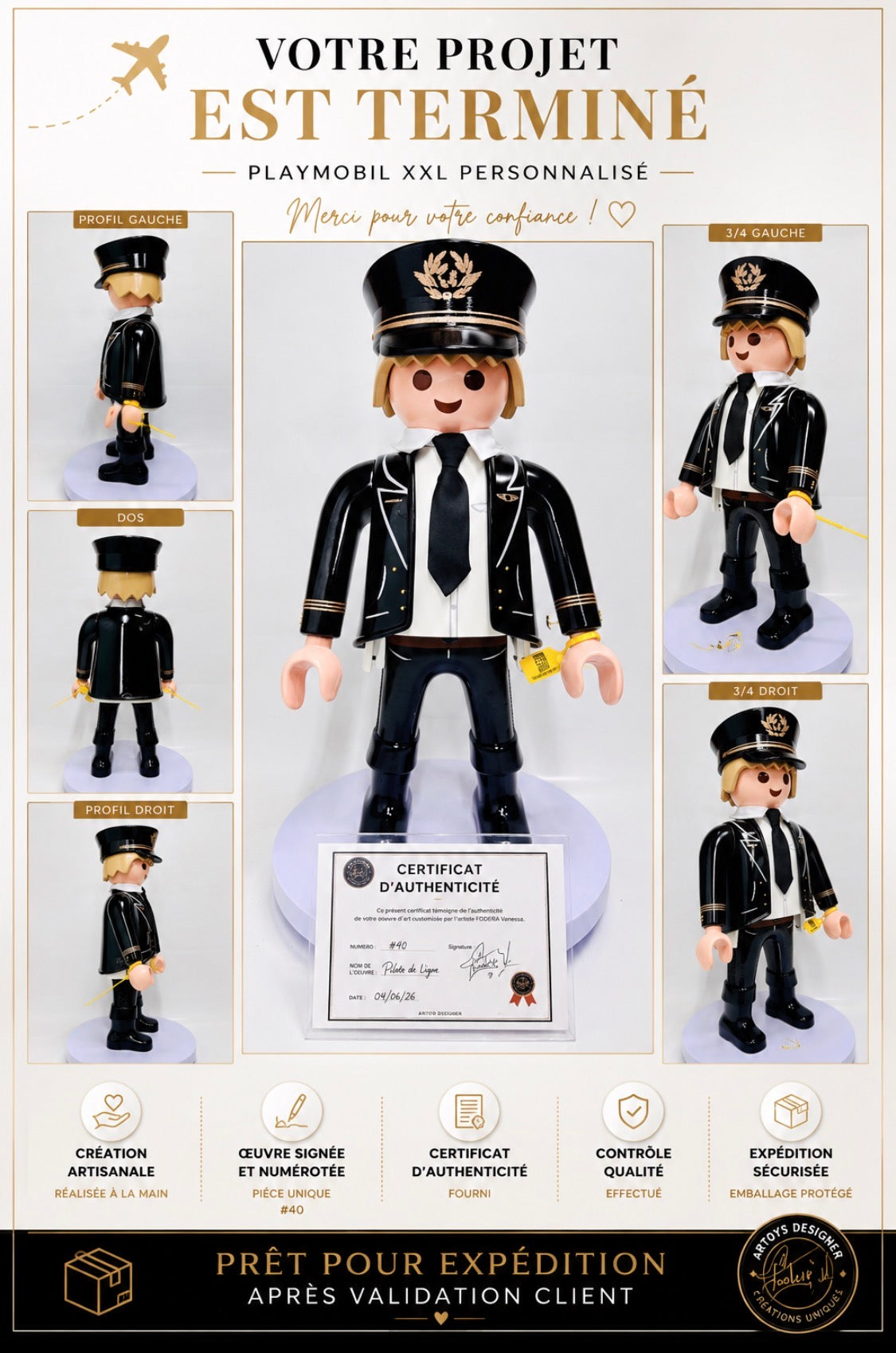 Playmobil XXL personnalisé PILOTE AVION DE LIGNE - Pop Art
