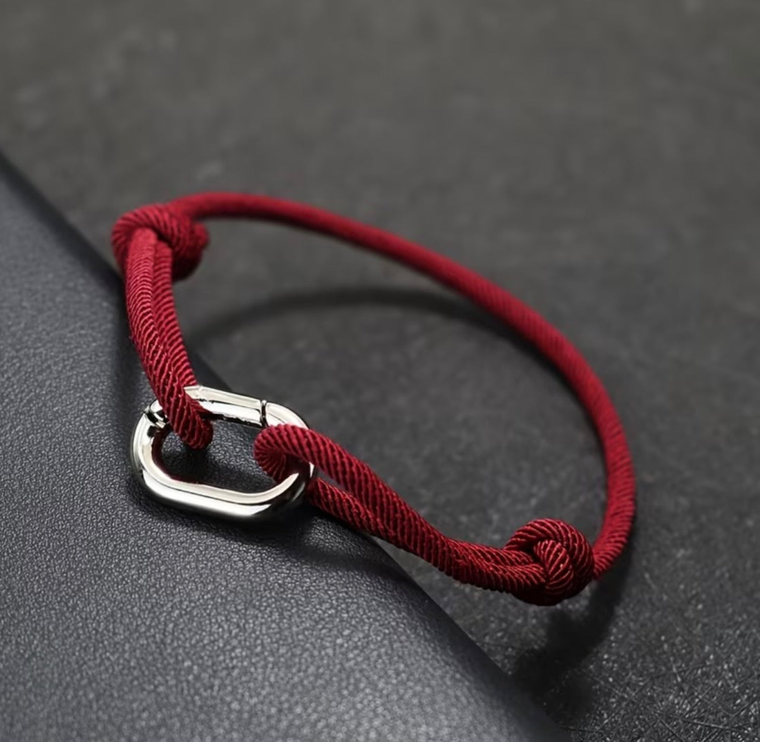 BRACELET CORDAGE BOUCLE (fermoir à clip) – PORTE-BONHEUR