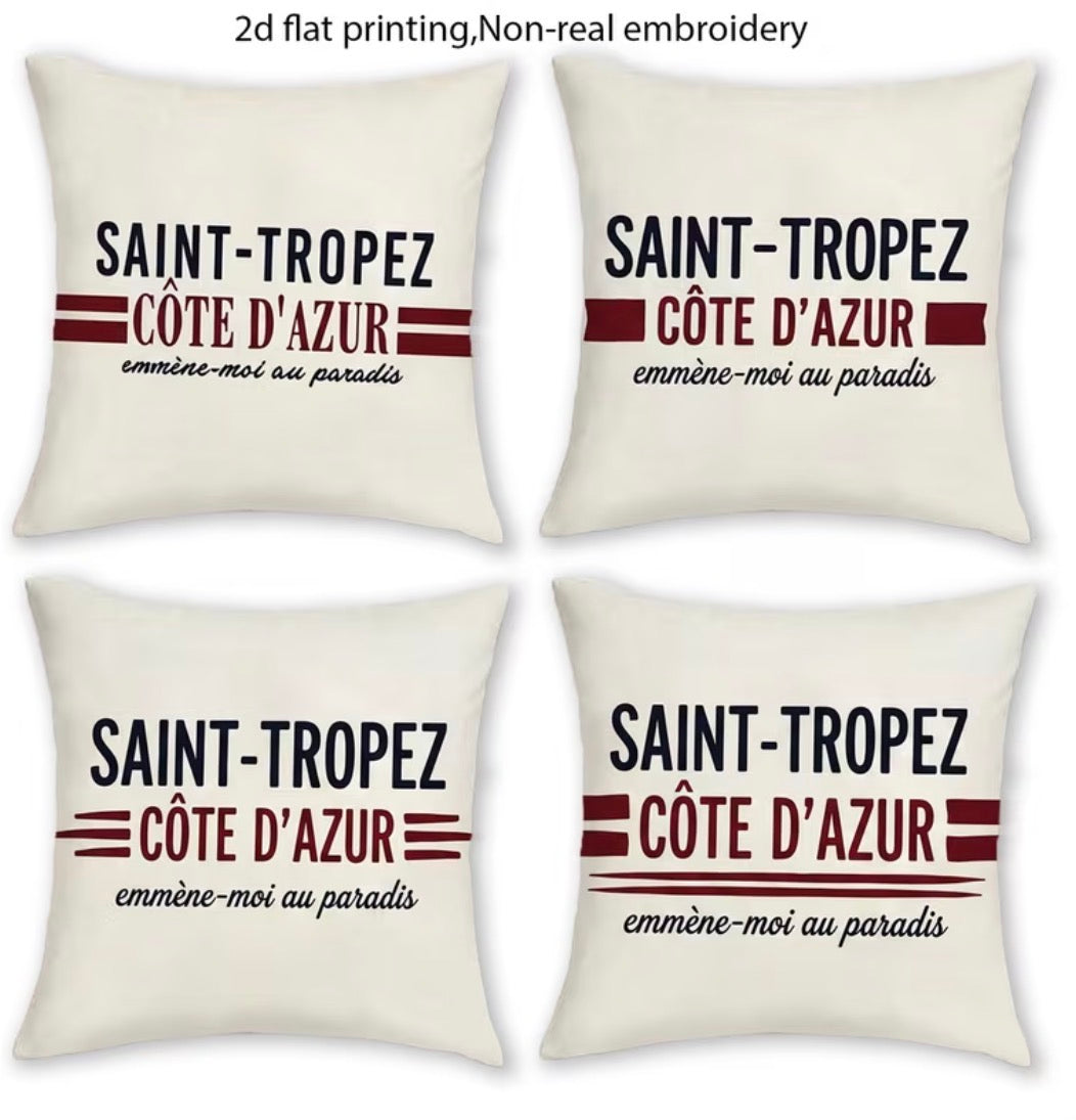 SAINT-TROPEZ – French Riviera | Collection of 4 French Riviera style printed cushion covers