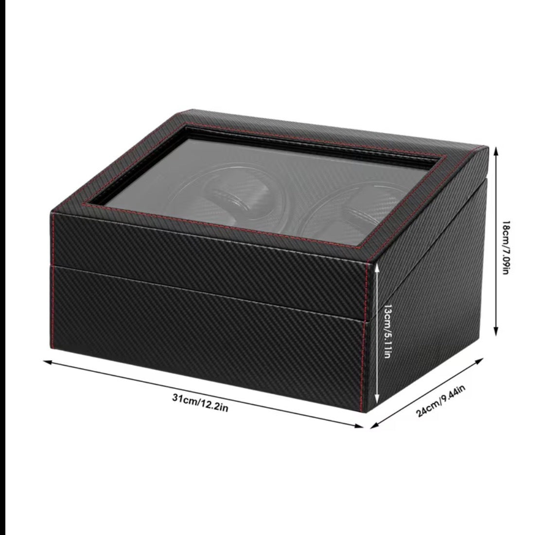 Remontoir 4 Montres - 6 Emplacements | Carbone simili cuir (sans personnalisation)