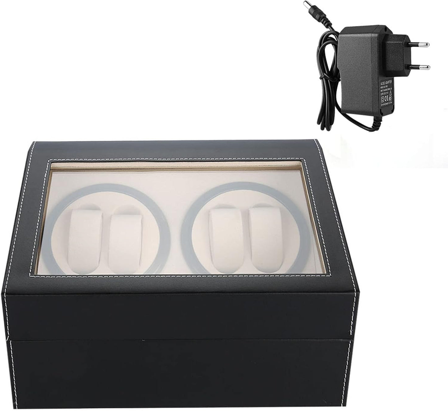 Remontoir 4 Montres - 6 Emplacements | Noir simili cuir (sans personnalisation)