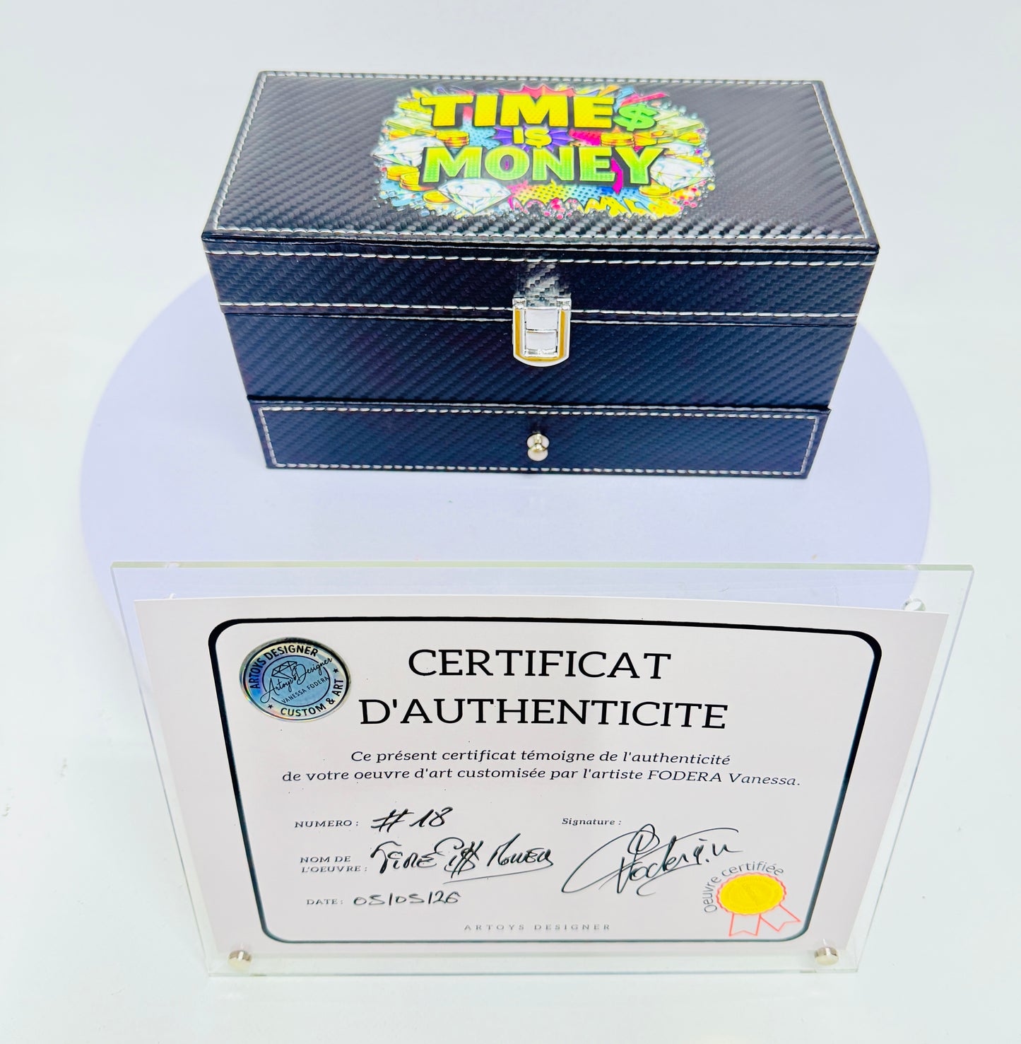 Coffret Custom pour Montres & Bijoux « TIME IS MONEY »