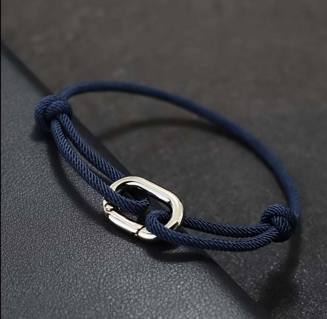 BRACELET CORDAGE BOUCLE (fermoir à clip) – PORTE-BONHEUR