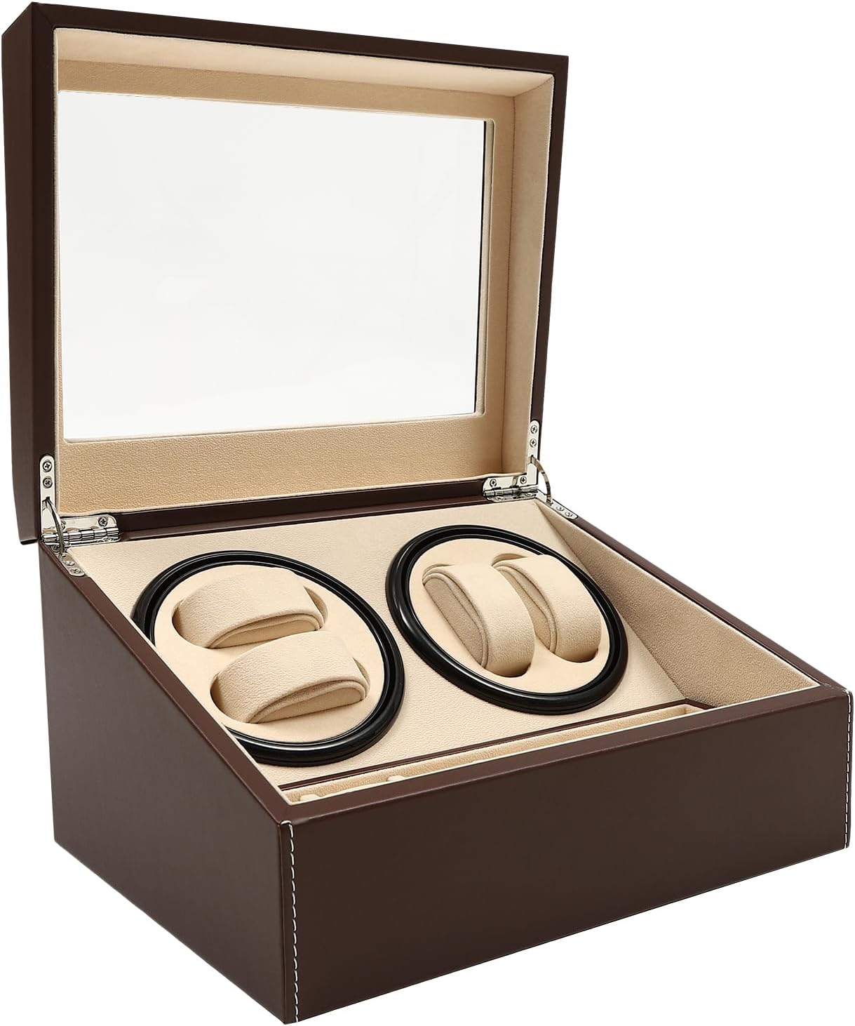 Remontoir 4 Montres - 6 Emplacements | Brun simili cuir (sans personnalisation)