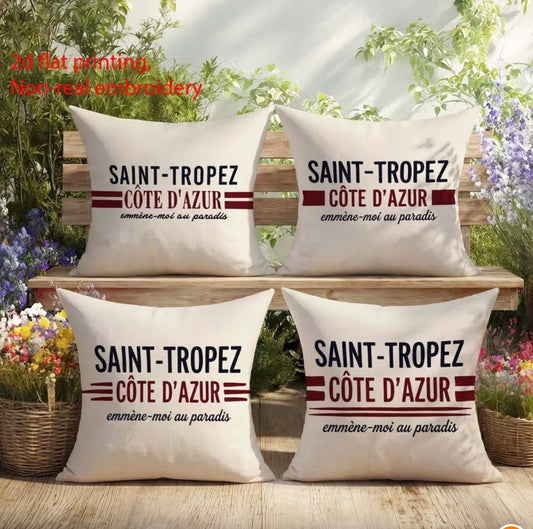 SAINT-TROPEZ – Côte d’Azur | Collection de 4 housses imprimées style French Riviera