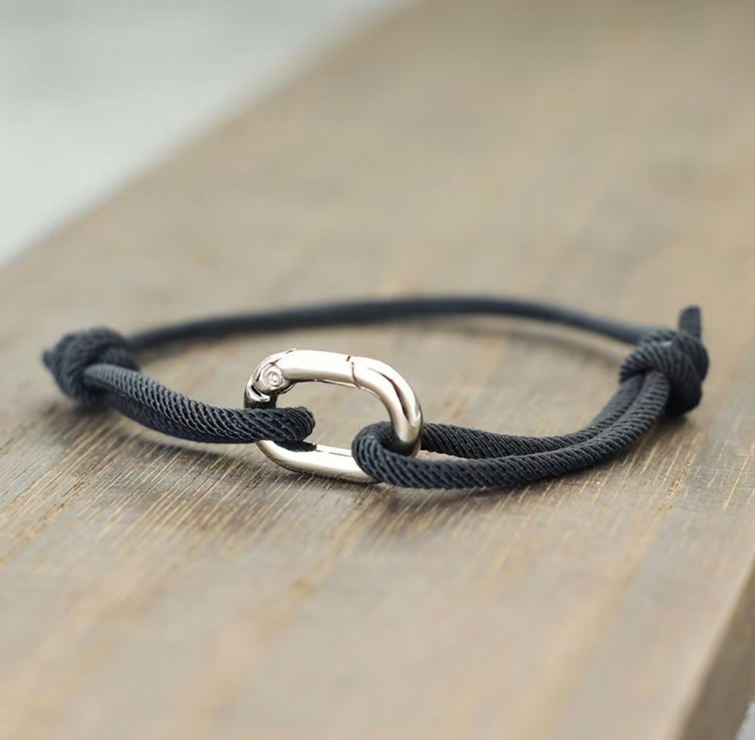 BRACELET CORDAGE BOUCLE (fermoir à clip) – PORTE-BONHEUR