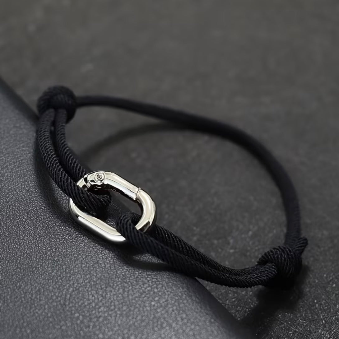 BRACELET CORDAGE BOUCLE (fermoir à clip) – PORTE-BONHEUR