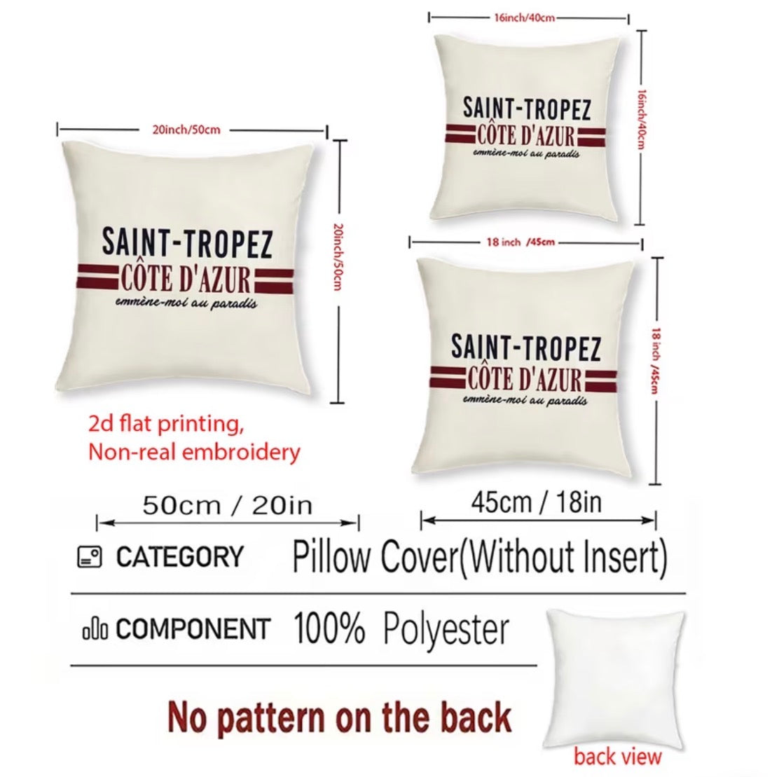 SAINT-TROPEZ – French Riviera | Collection of 4 French Riviera style printed cushion covers