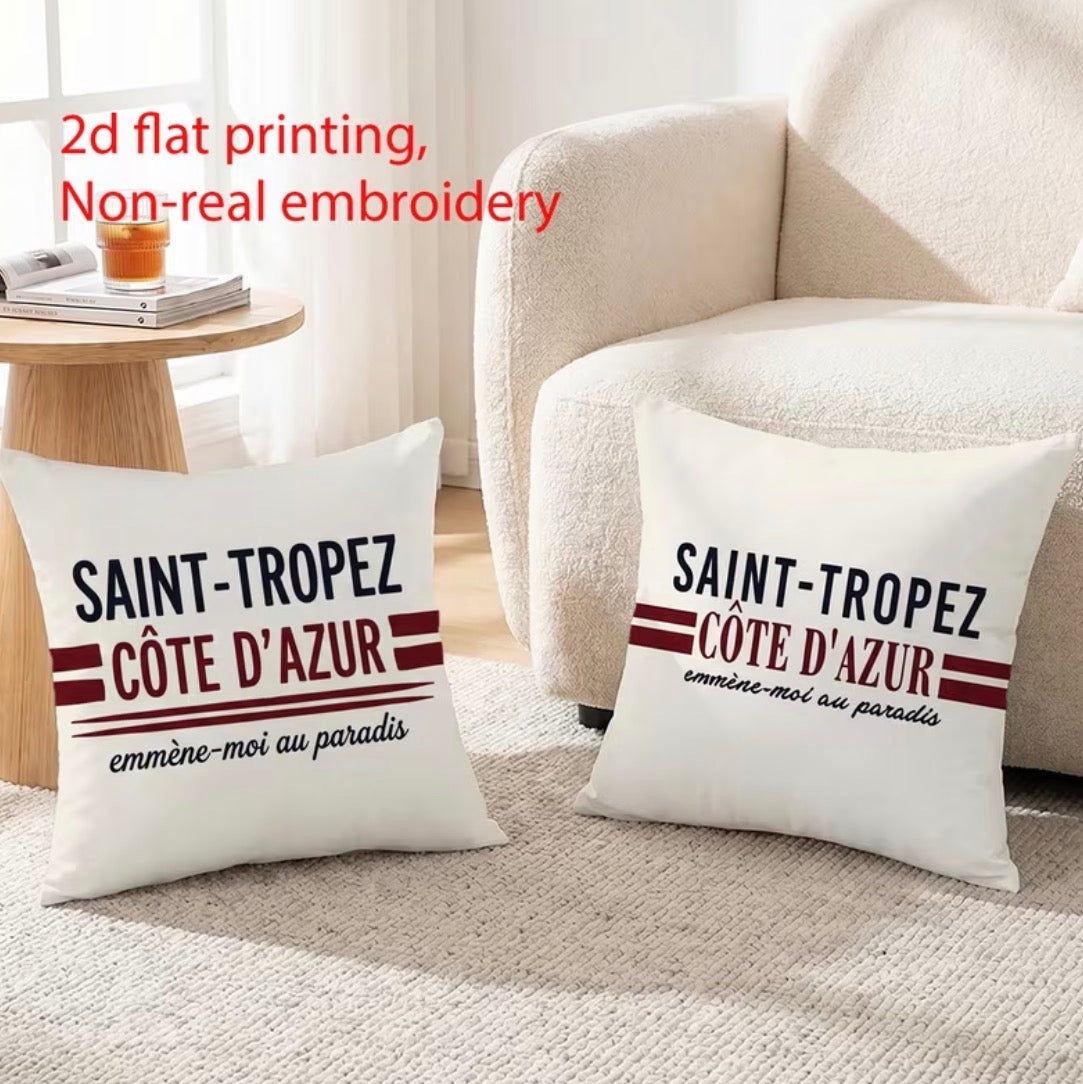 SAINT-TROPEZ – French Riviera | Collection of 4 French Riviera style printed cushion covers