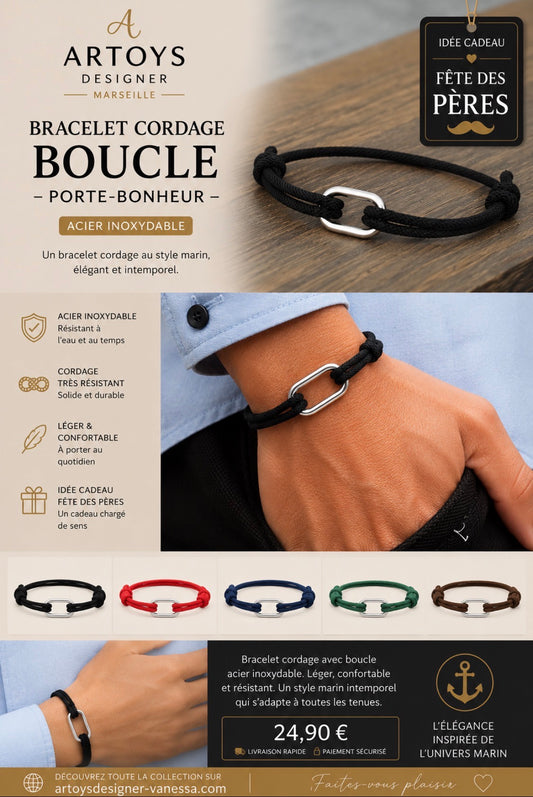 BRACELET CORDAGE BOUCLE – PORTE-BONHEUR
