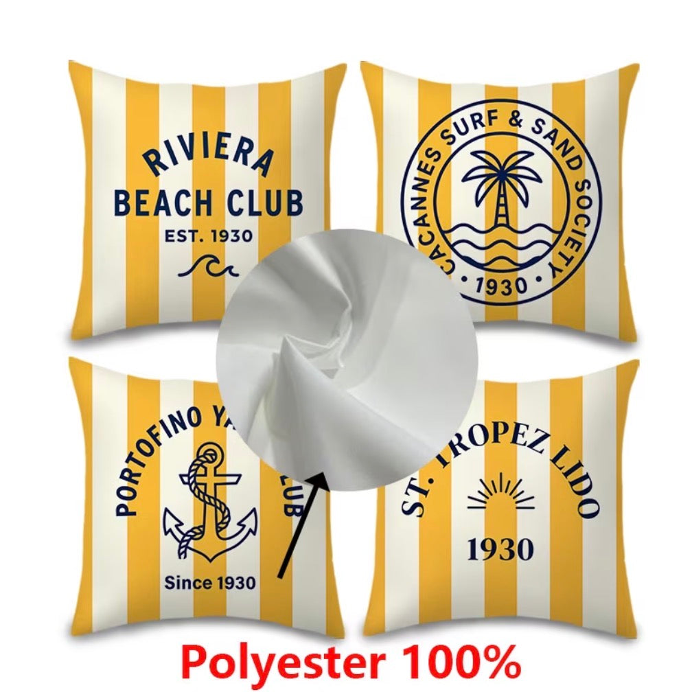 RIVIERA BEACH CLUB – 4-teilige bedruckte Kissenhüllen-Kollektion im Resort & Yacht Club-Stil