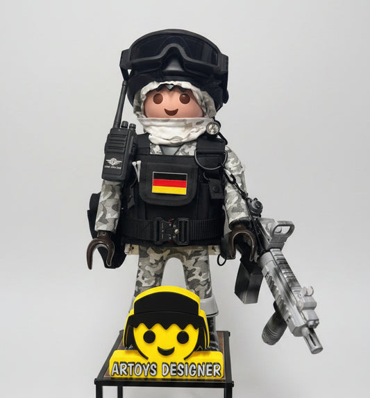 Sculpture Pop Art Playmobil XXL Kommando Spezialkräfte Armée Allemande