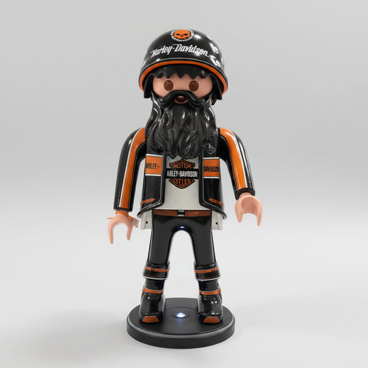 Sculpture Pop Art Playmobil XXL Personnalisée OLD BIKER HARLEY
